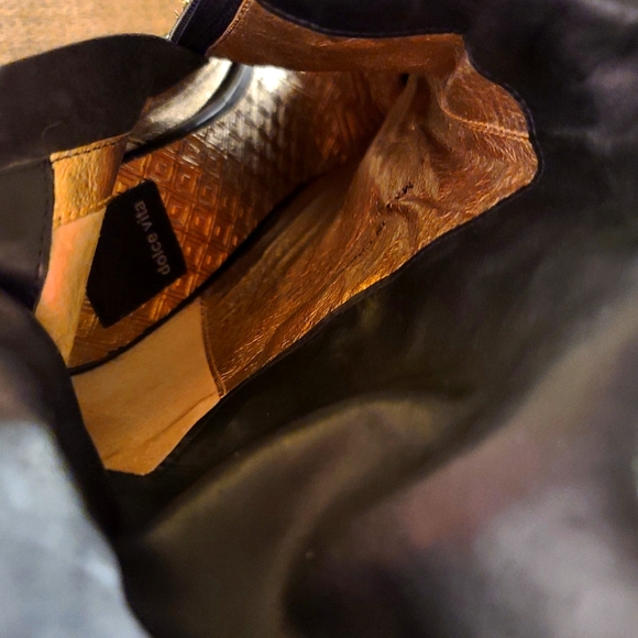 ITALIAN  LEATHER (vero curo) DOlCE VITA BLACK OPEN TOE SIDE ZIP BOOTS - Picture 16 of 16